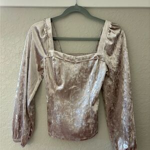 Anthropologie Velvet Blouse in Blush